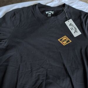 Billabong Black Short Sleeve Tee with Orange Yellow Diamond Logo